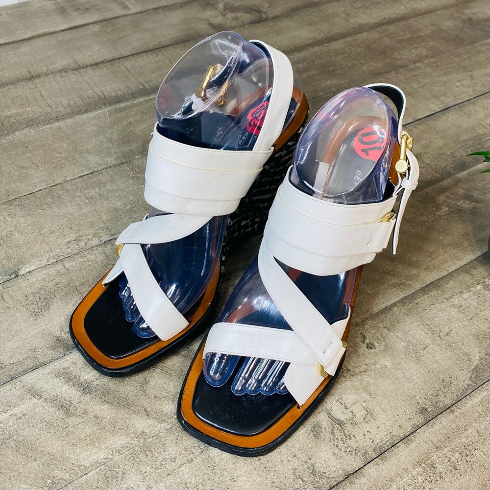 Derek Lam Gillis Calf Hair Leather Wedge Sandals Women's Size 10 - Picture 3 of 10